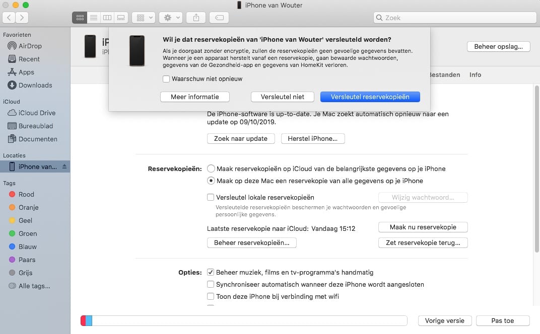 macOS Catalina iPhone synchroniseren