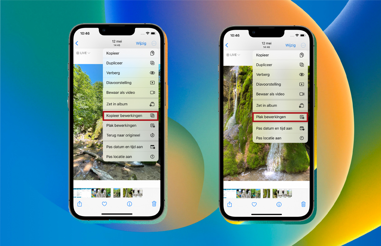 Handige iOS 16-functie: Kopieer-en-plak nabewerkingen foto naar foto
