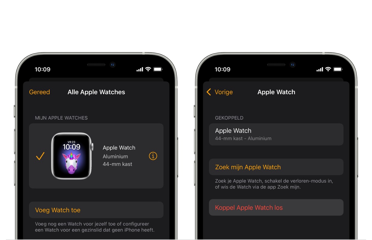 Apple Watch resetten screens