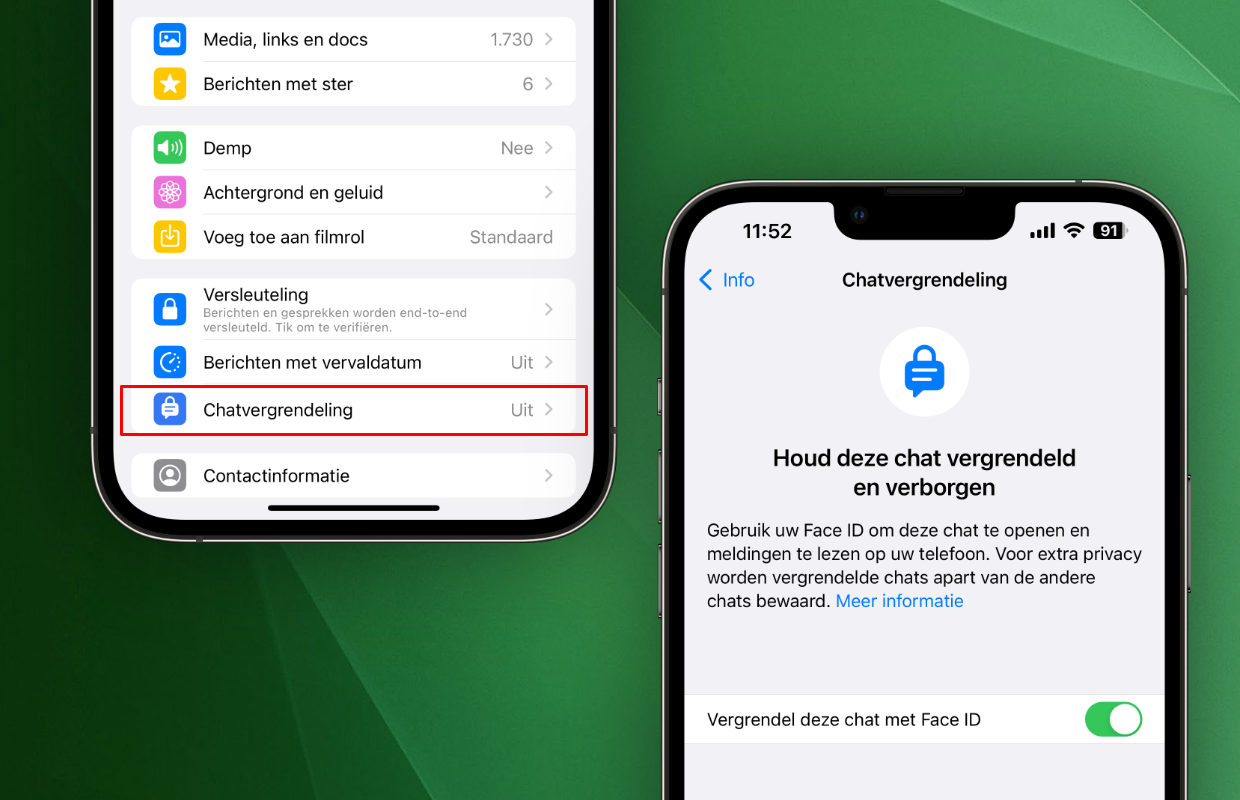 whatsapp beveiligen gesprekken met Face ID