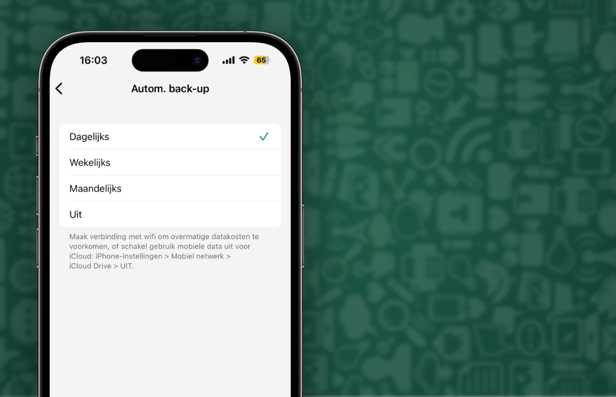 whatsapp reservekopie instellingen