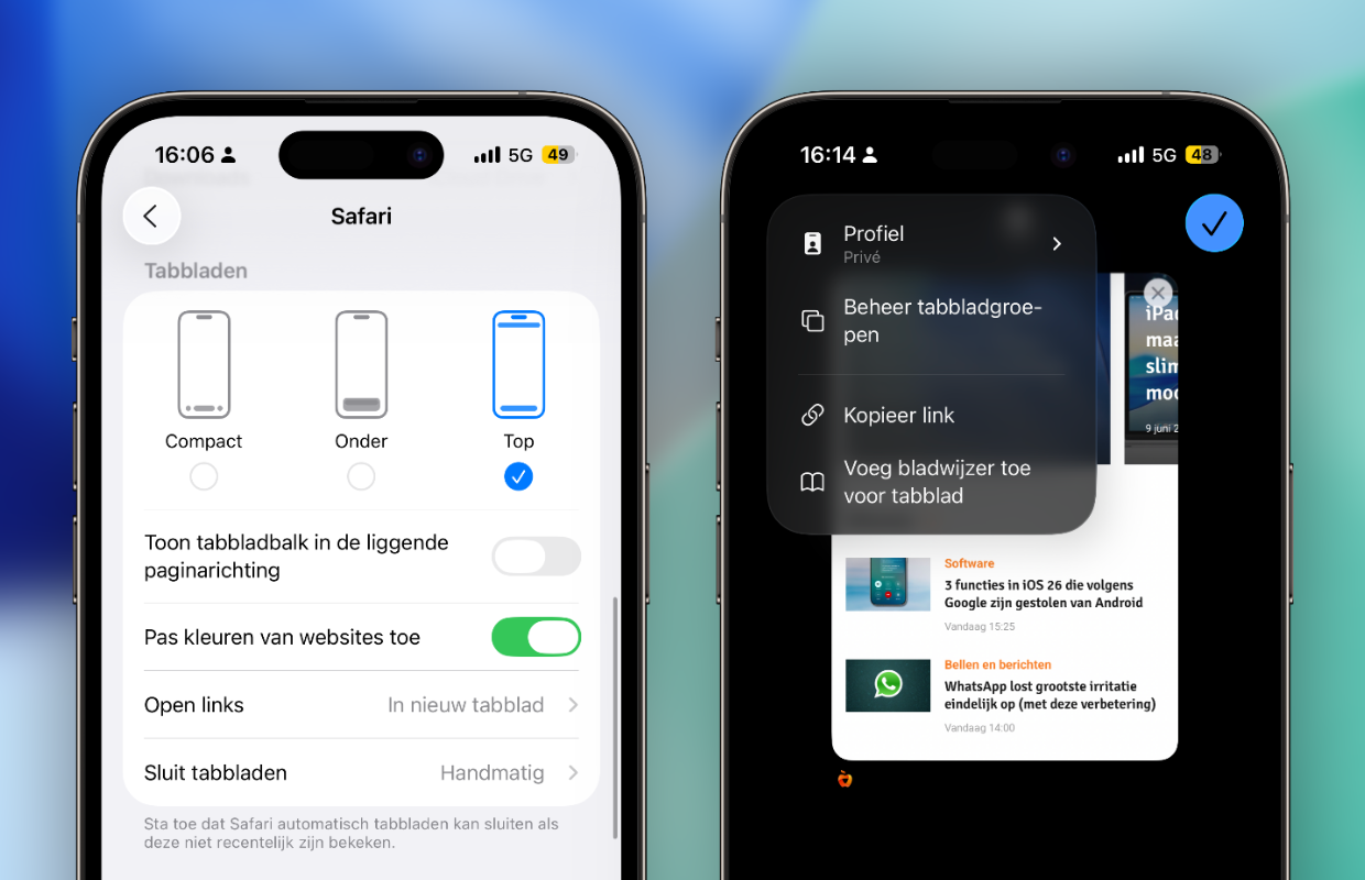 iOS 26 Safari Settings