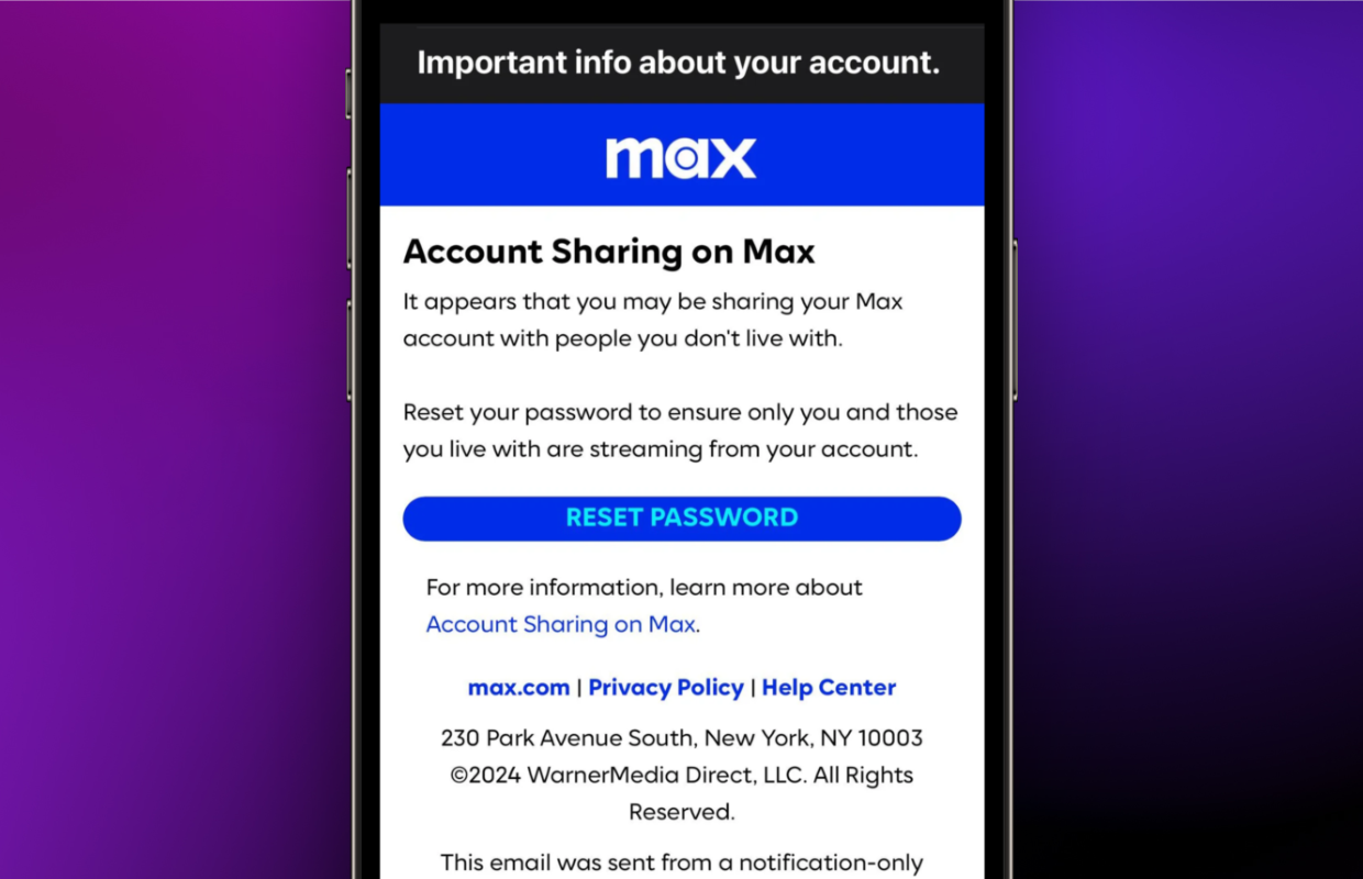Note: From this date, HBO Max password parts no longer allow