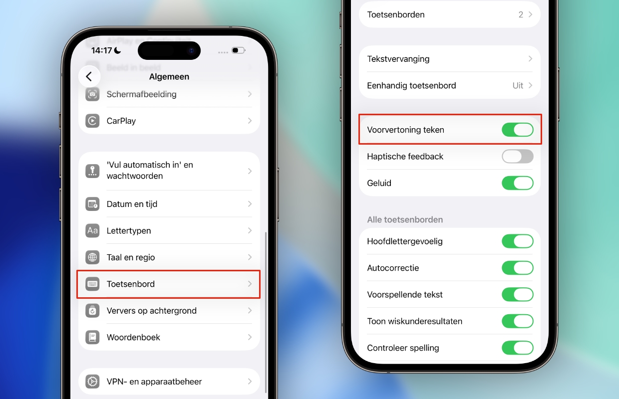 iOS 26 settings sign