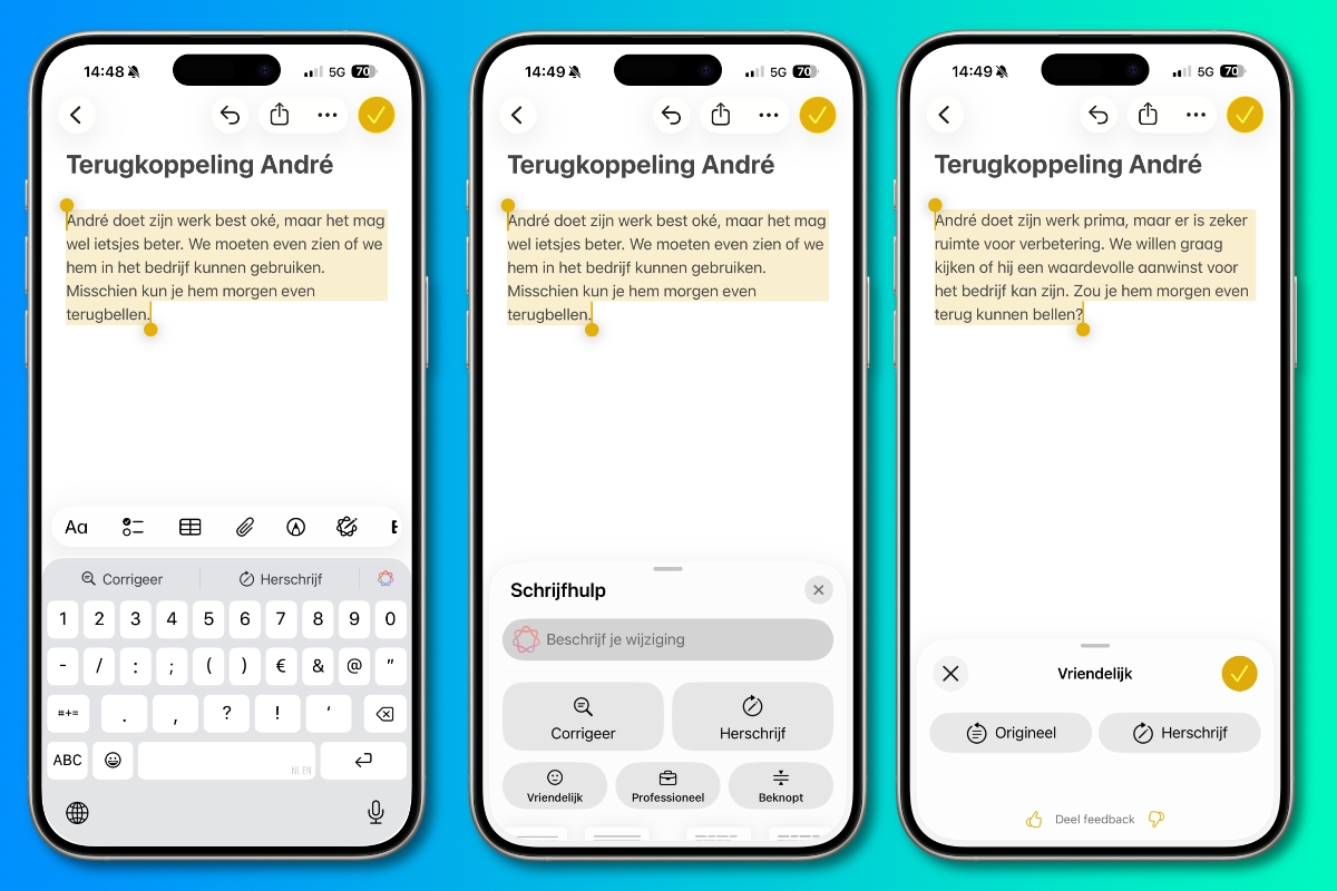 Apple Intelligence: improve your texts on your iPhone with writing assistance